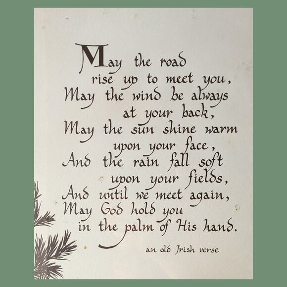 Vintage 1970s Irish Verse Calligraphy Poster, Never Used - Picture 2 of 4